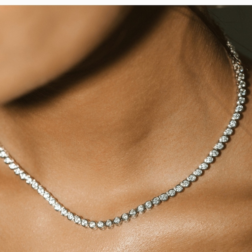 Bezel CZ Tennis Necklace
